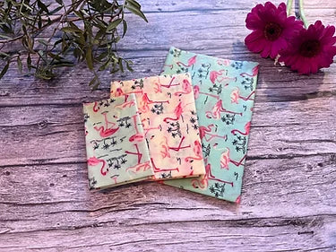 Small Set Flamingo Design Beeswax Wraps